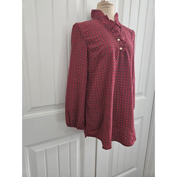 Mud Pie Women's Whitney Ruffle Neck Red Tunic Size XS 0 - 2 - Picture 2 of 8